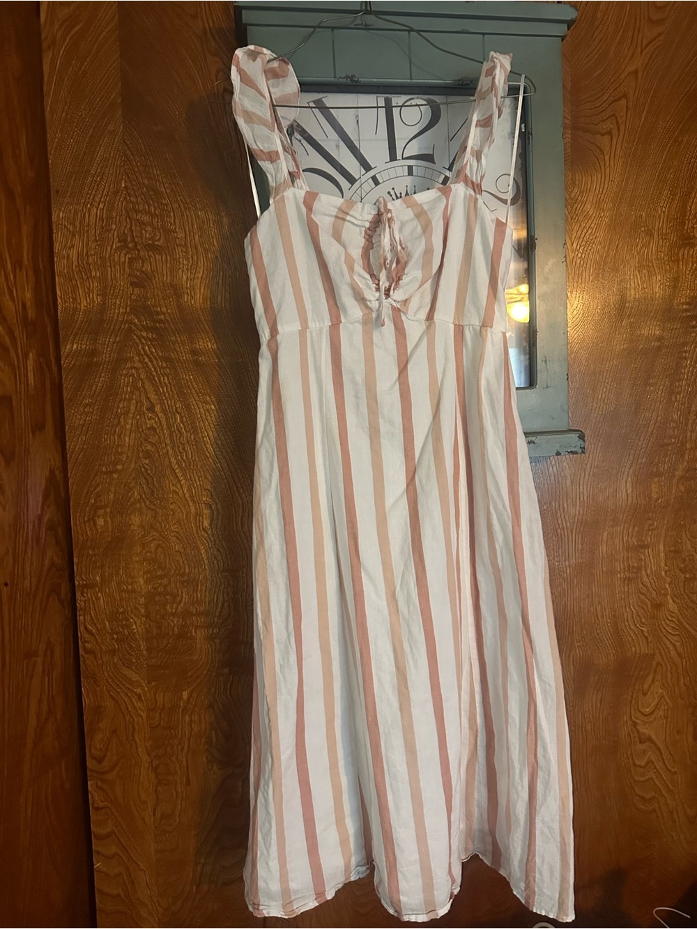 june & hudson Cream and Light Pink Striped Smocked Top